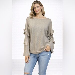 MSSP Max Studio Light Brown Statement Sleeve Women's Sweater XL Extra Large NWT